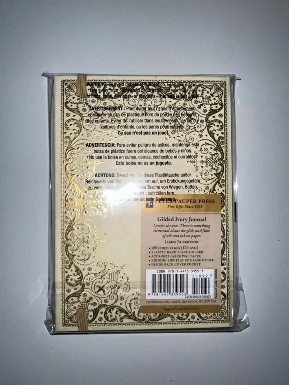 Gilded Ivory gold-foiled embossed cover gilded pages elastic closure journal